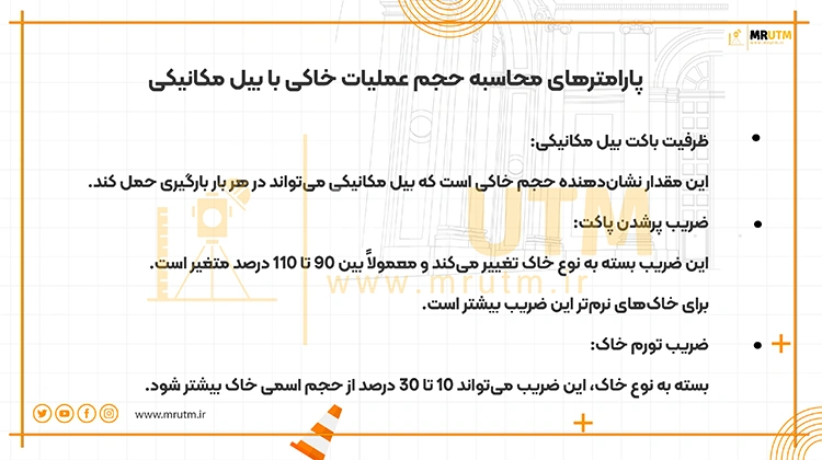 پارامترهای محاسبه حجم عملیات خاکی با بیل مکانیکی | آقای یو تی ام 